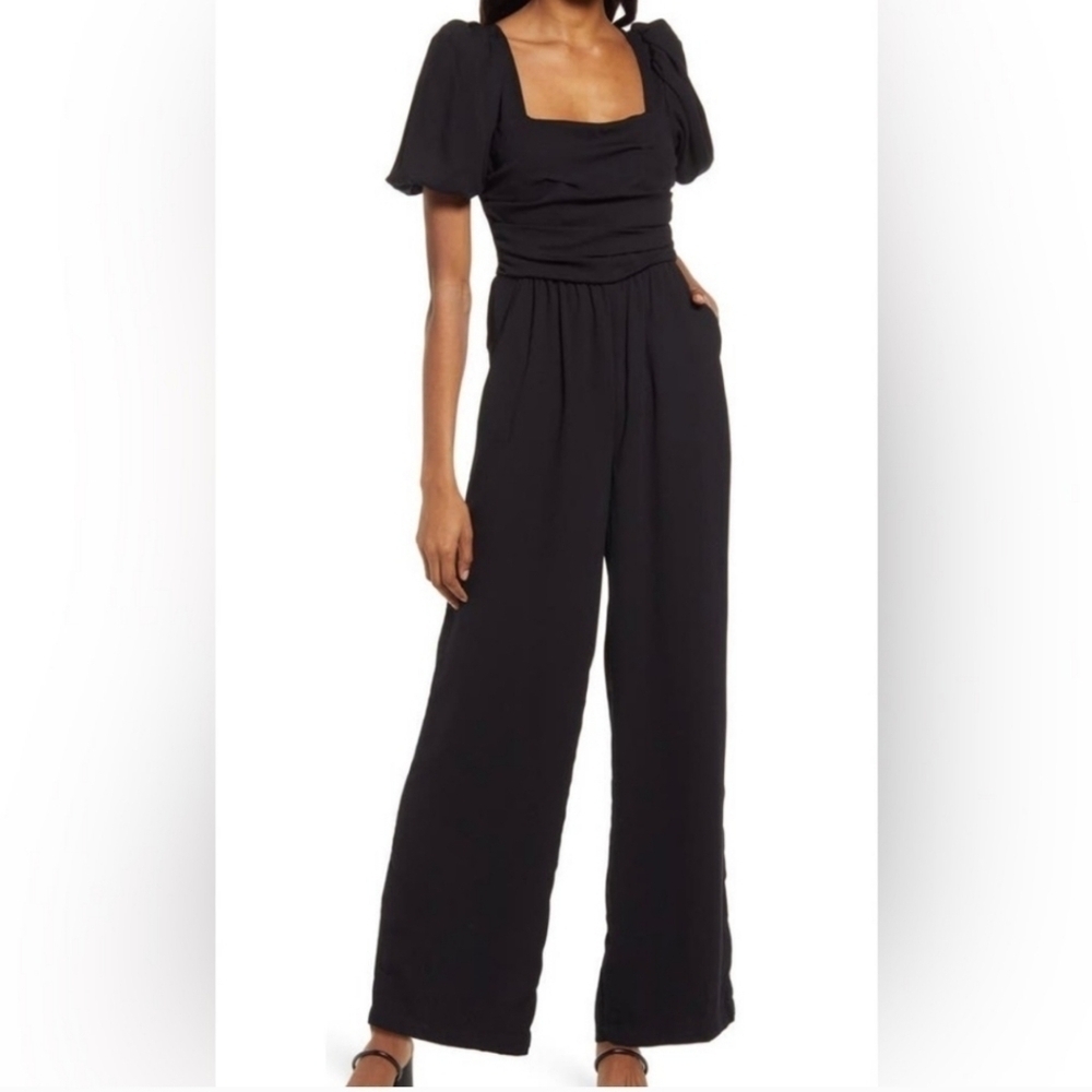 💦Nordstrom Puff Sleeve Wide Leg Jumpsuit